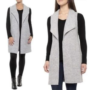TAHARI Grey Wool Open Sweater Vest Duster